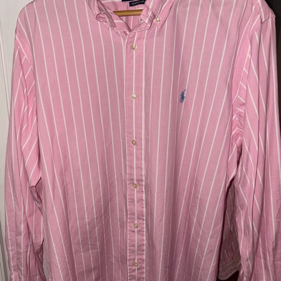 Ralph Lauren Button Down Preppy Pink and White Striped Shirt 16 1/2 like new! - Picture 5 of 8